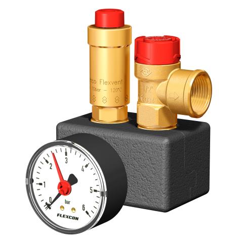 Flamco Sicherheitsgruppe Flamcoexcon KSG EcoPlus Rp 3/4 incl. Manometer, Absperrventil 27930