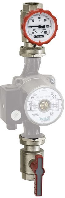 Flamco Pumpen-Vorl.-Gruppe 2tlg. Thermom.gr. DN25 G1i PN16 MS vern. F10255 Flamco Pumpen-Vorl.-Gruppe 2tlg. Thermom.gr. DN25 G1i PN16 MS vern. F10255