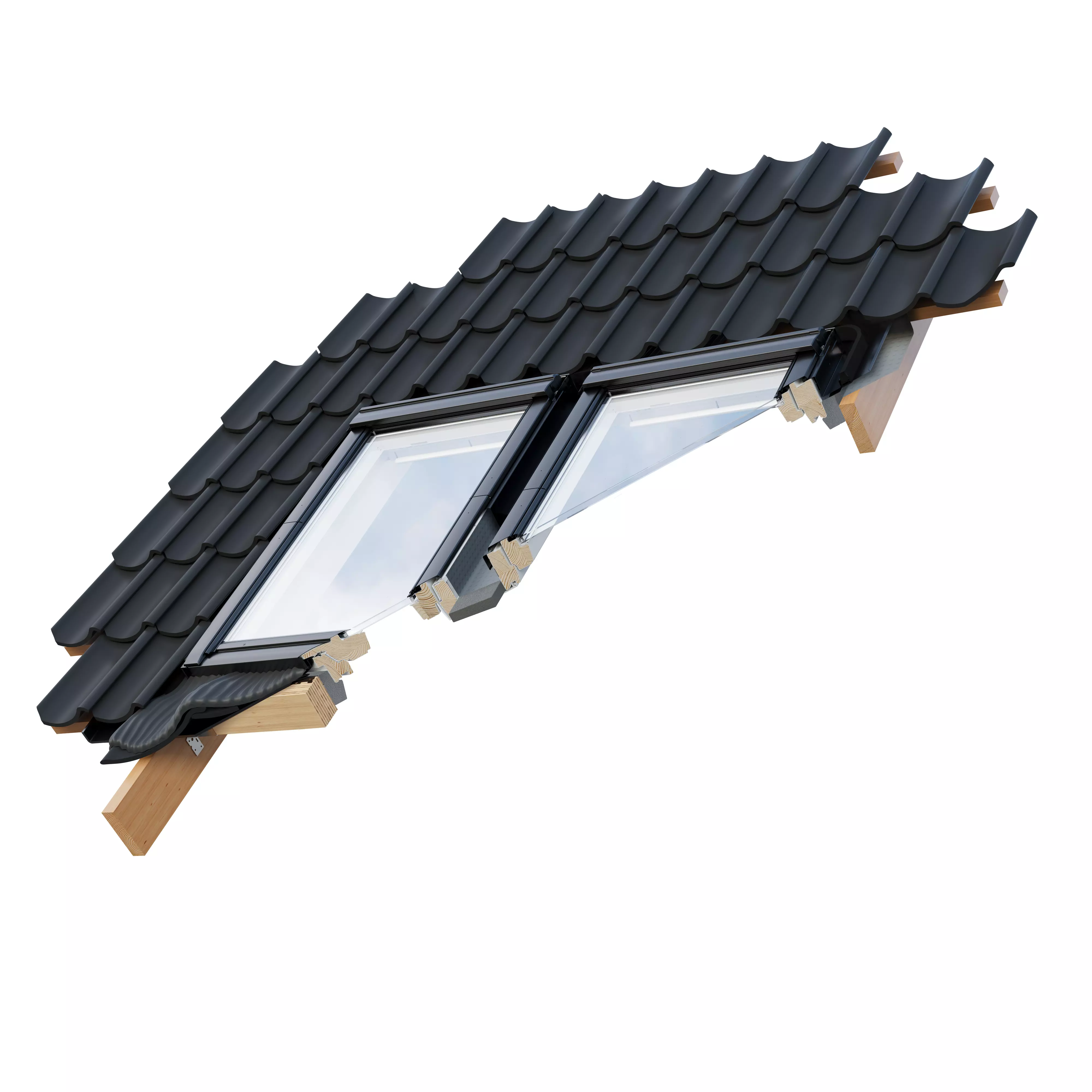 VELUX Kombi-Eindeckrahmen Schiefer Schichtstueck DUO weiss Cu EKL SK10 4121E2