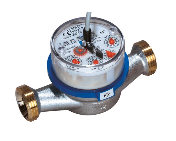 Flamco ETW-EAK Wasserzaehler Imp. Q3=4m3/h 10l/Imp, Kaltwasser, G1x130mm, blank M1275820B3