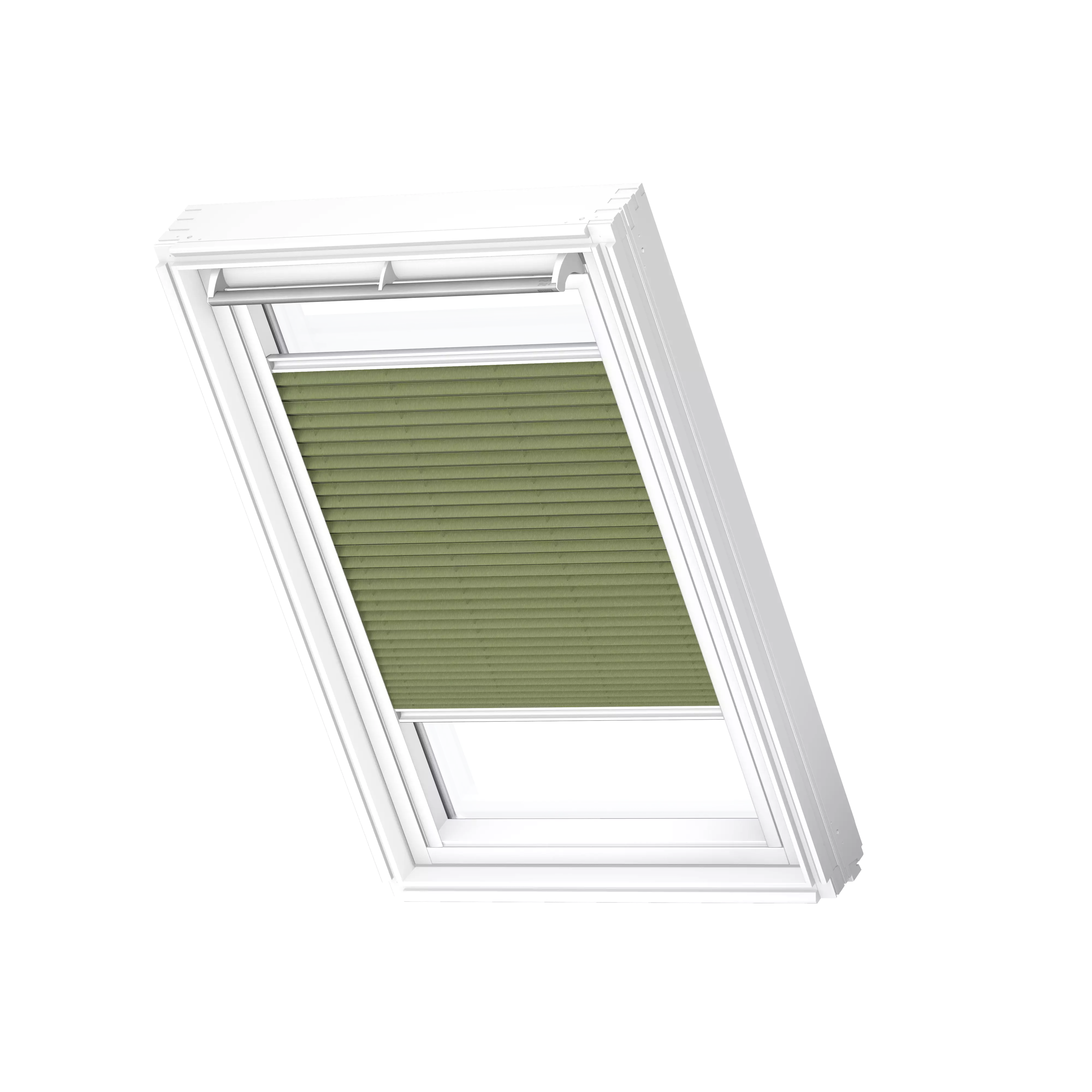 VELUX Plissee manuell Moosgruen, weisse Schiene, Premium FHL SK10 1280SWL