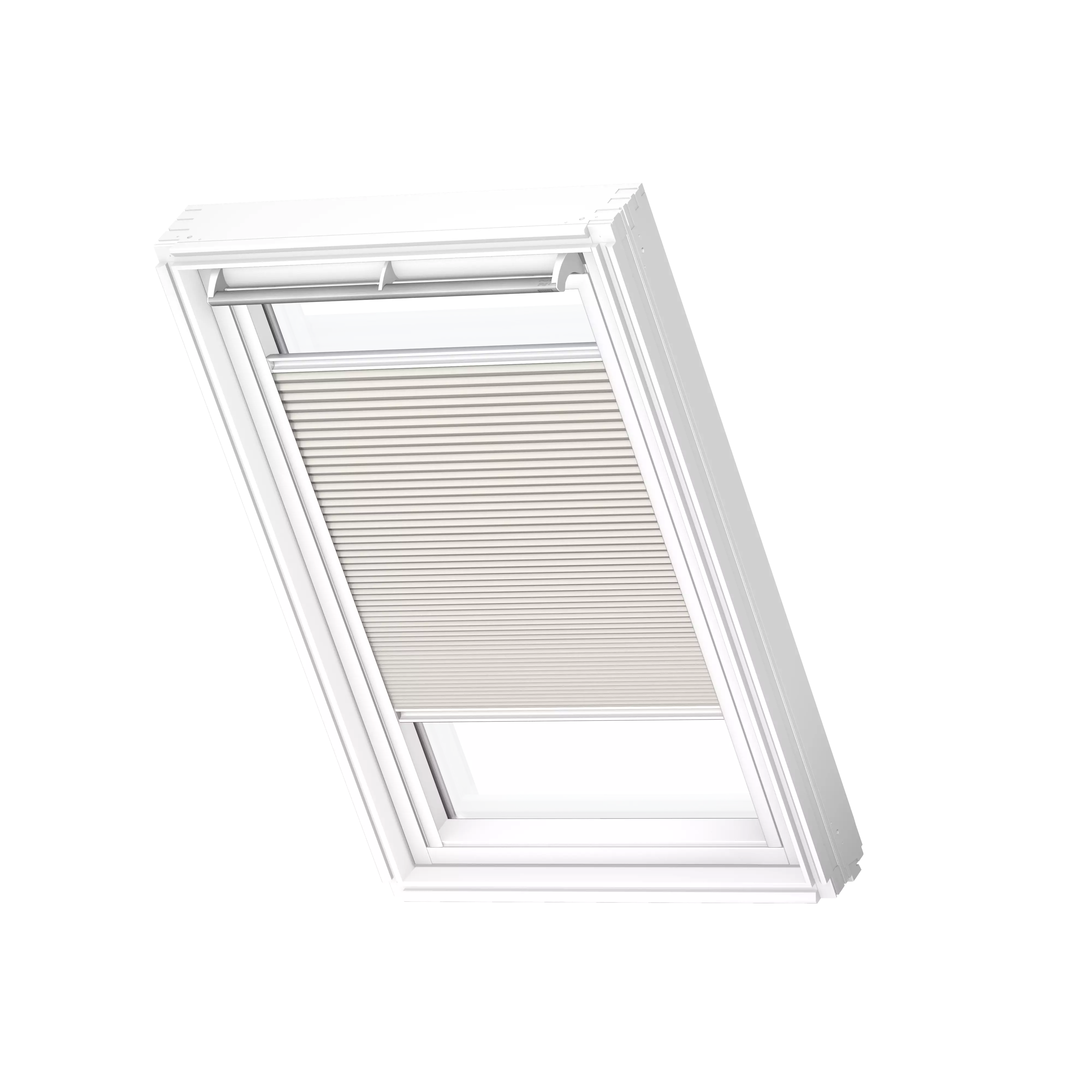 VELUX Wabenplissee Lichtgrau, weisse Schiene, Premium FHC FK04 1172SWL
