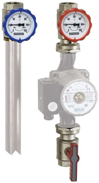 Flamco Pumpen-Arm.gruppe 3tlg. Thermom.gr. DN25 G1i PN16 MS vern. F10190 Flamco Pumpen-Arm.gruppe 3tlg. Thermom.gr. DN25 G1i PN16 MS vern. F10190