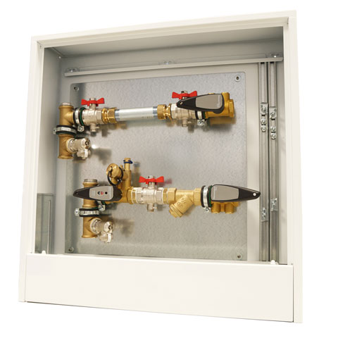 Flamco Mess-Station Aufputz, Anschluss links m. Strangregulierv, Schmutzf., 110mm PS M1338395.002