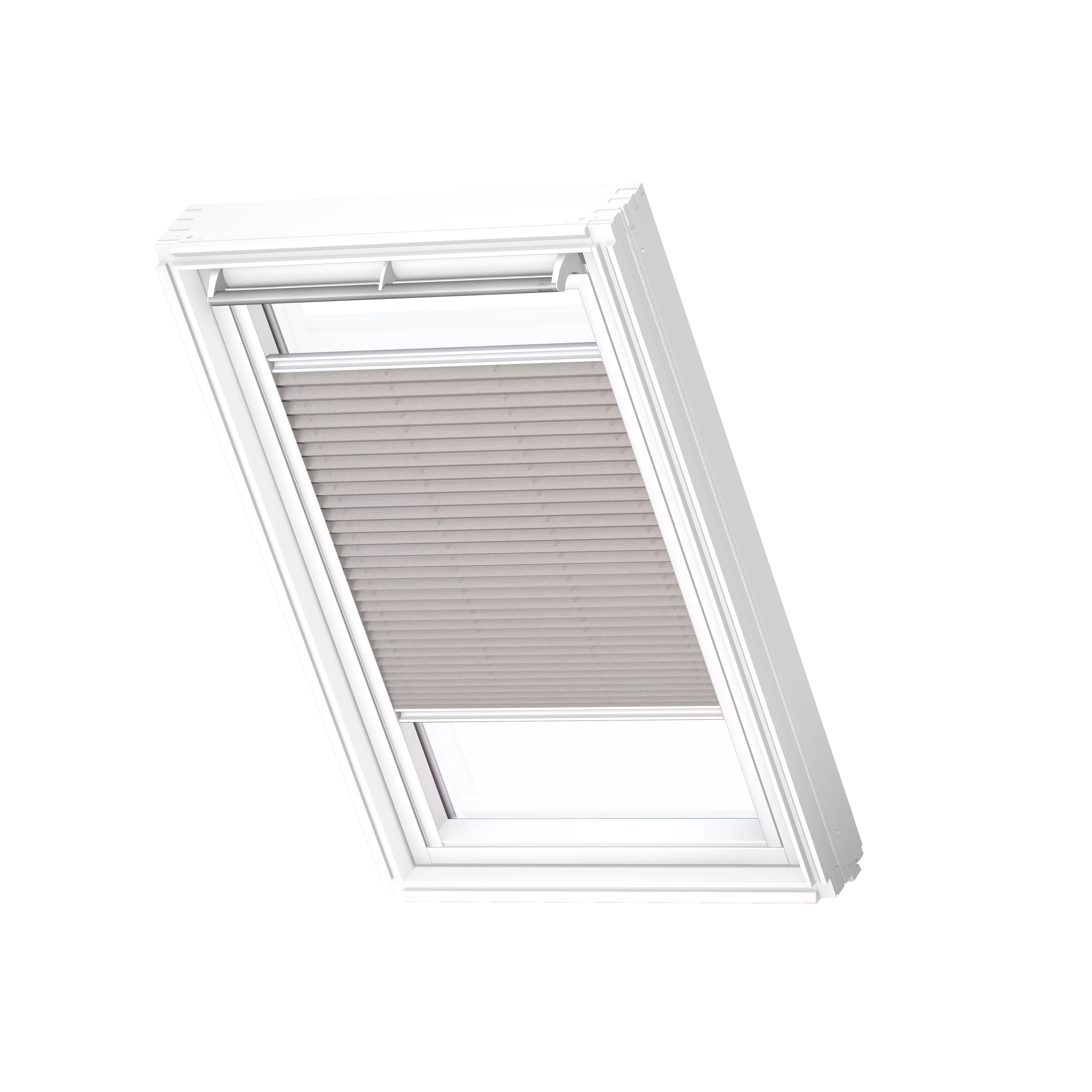 VELUX Plissee manuell Silbergrau, weisse Schiene, Premium FHL F04 1284SWL