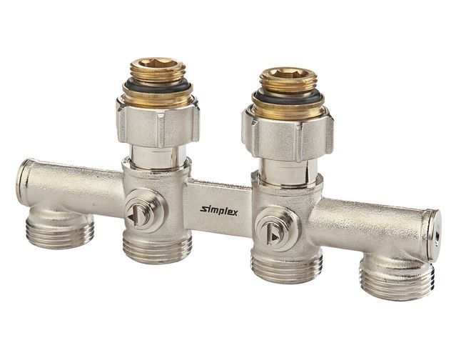 Flamco 4-fach-Hahnblock D1 Durchg. G3/4i x G3/4a MS vern. m. Nippel F10058 Flamco 4-fach-Hahnblock D1 Durchg. G3/4i x G3/4a MS vern. m. Nippel F10058