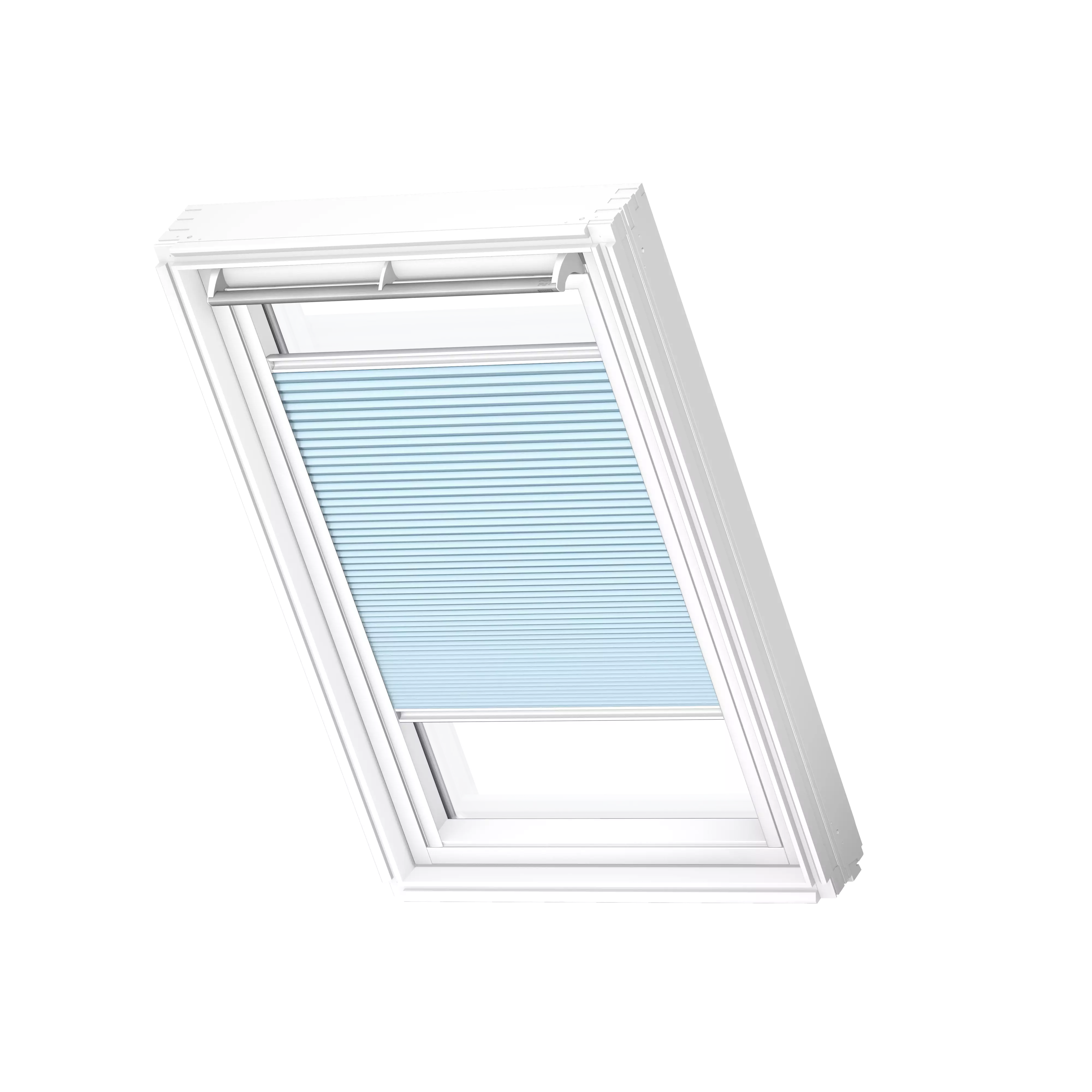 VELUX Wabenplissee Gletscherblau, weisse Schiene, Premium FHC C02 1169SWL