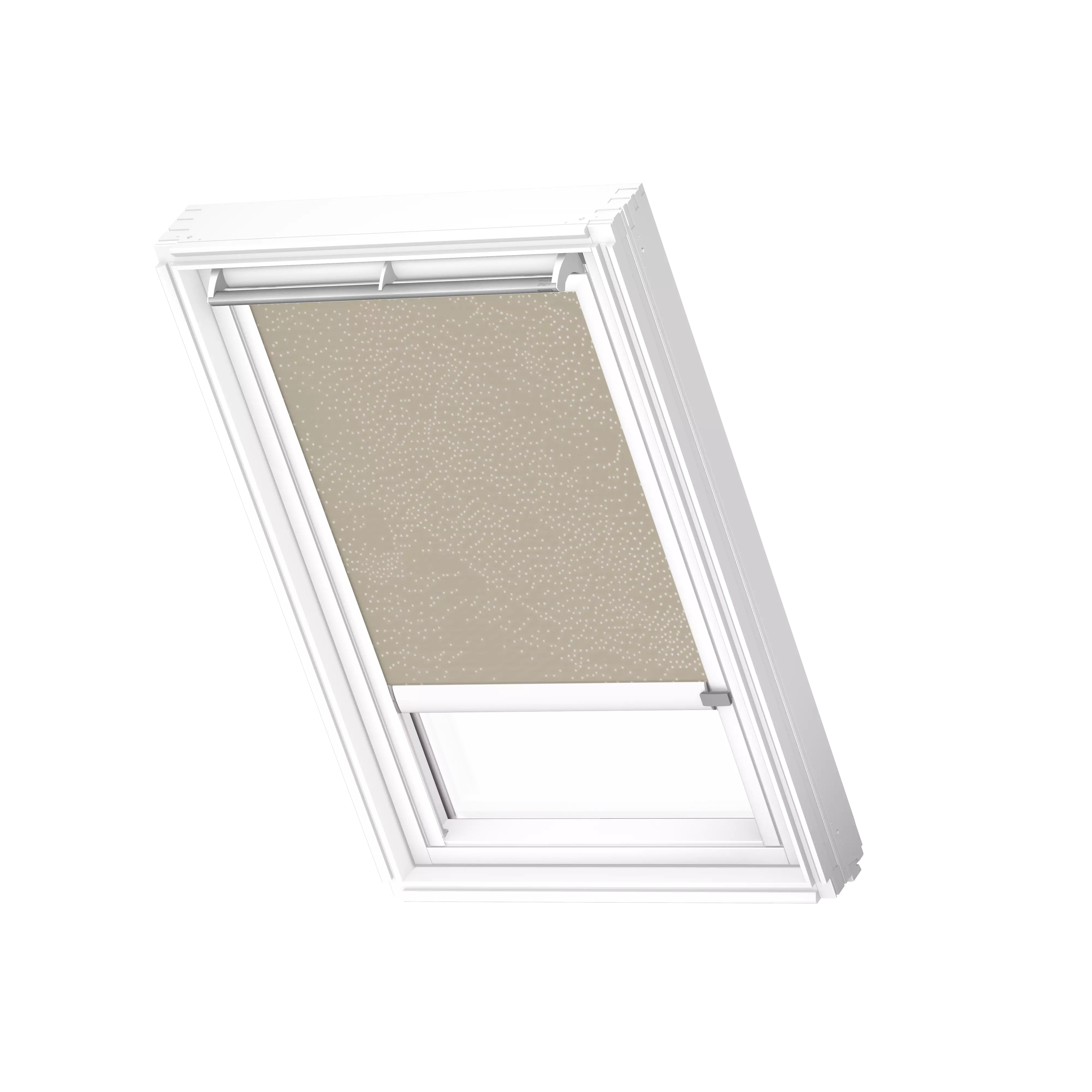 VELUX Verdunkelungs-Rollo elektro Sandbeige gepunktet, weisse Schiene, Premium DML PK06 4579KWL