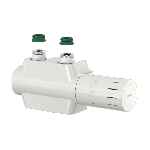 Flamco Ventilhahnblock Variodesign Einrohr mit Th.-Kopf TC-D1 und Blende, weiss F12165 Flamco Ventilhahnblock Variodesign Einrohr mit Th.-Kopf TC-D1 und Blende, weiss F12165
